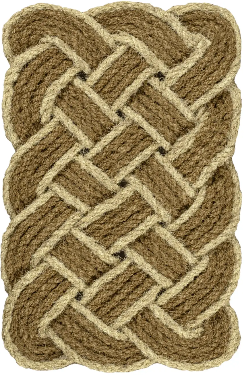 Natural And Light Yellow Geometric Handmade Indoor Outdoor Area Rug Photo 1