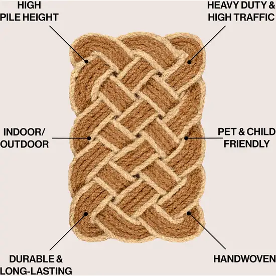 Natural And Light Yellow Geometric Handmade Indoor Outdoor Area Rug Photo 8