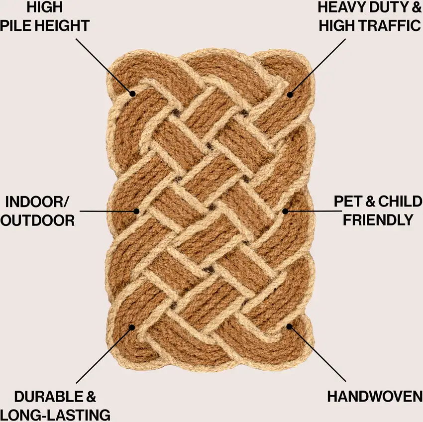 Natural And Light Yellow Geometric Handmade Indoor Outdoor Area Rug Photo 8