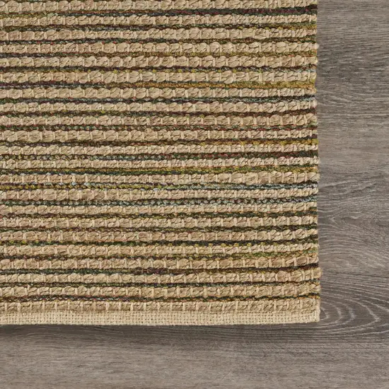 Natural And Tan Jute Striped Hand Woven Area Rug Photo 7