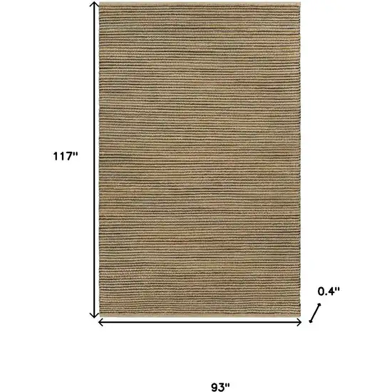Natural And Tan Jute Striped Hand Woven Area Rug Photo 3