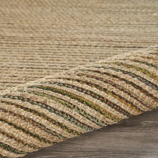 Natural And Tan Jute Striped Hand Woven Area Rug Photo 6