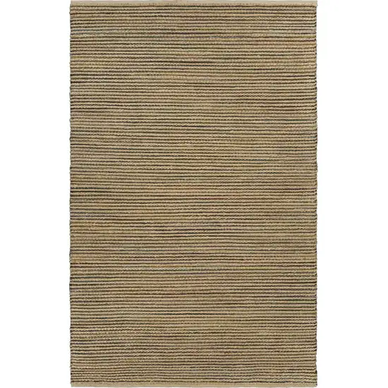 Natural And Tan Jute Striped Hand Woven Area Rug Photo 2