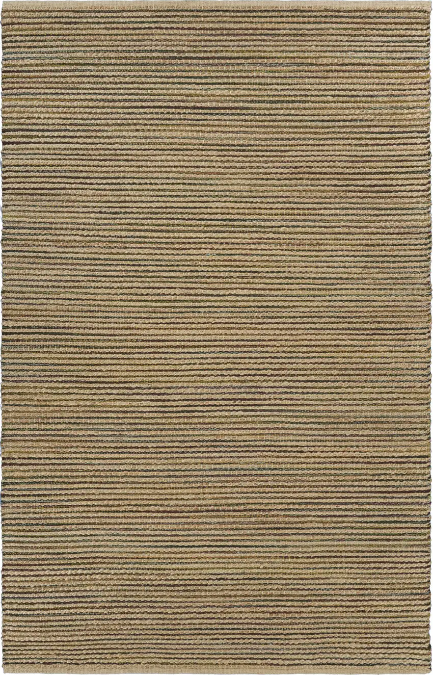 Natural And Tan Jute Striped Hand Woven Area Rug Photo 2
