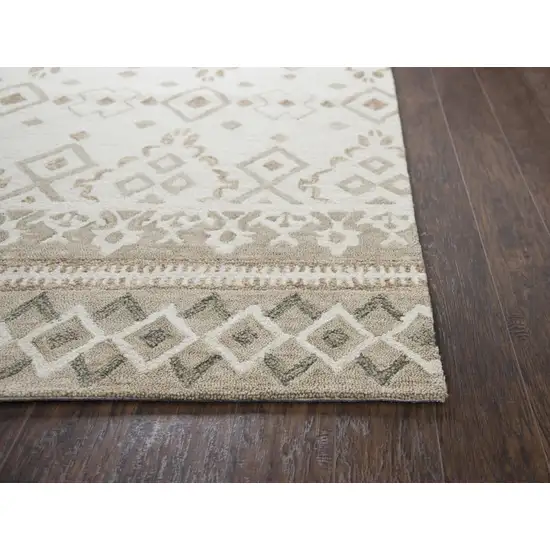 Natural Beige And Taupe Wool Geometric Hand Tufted Area Rug Photo 3