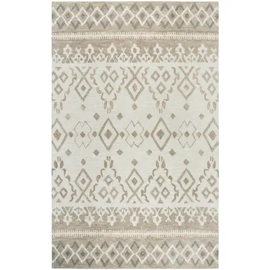 Natural Beige And Taupe Wool Geometric Hand Tufted Area Rug Photo 2