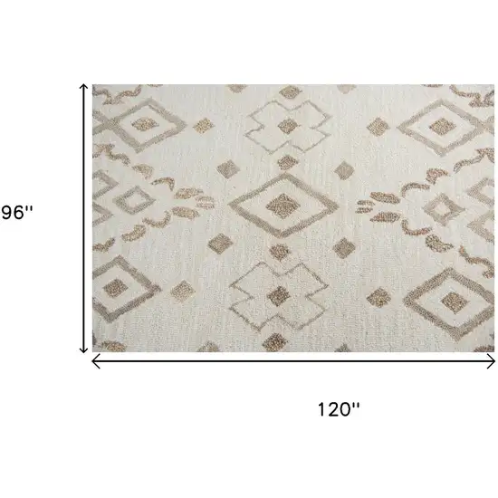 Natural Beige And Taupe Wool Geometric Hand Tufted Area Rug Photo 4