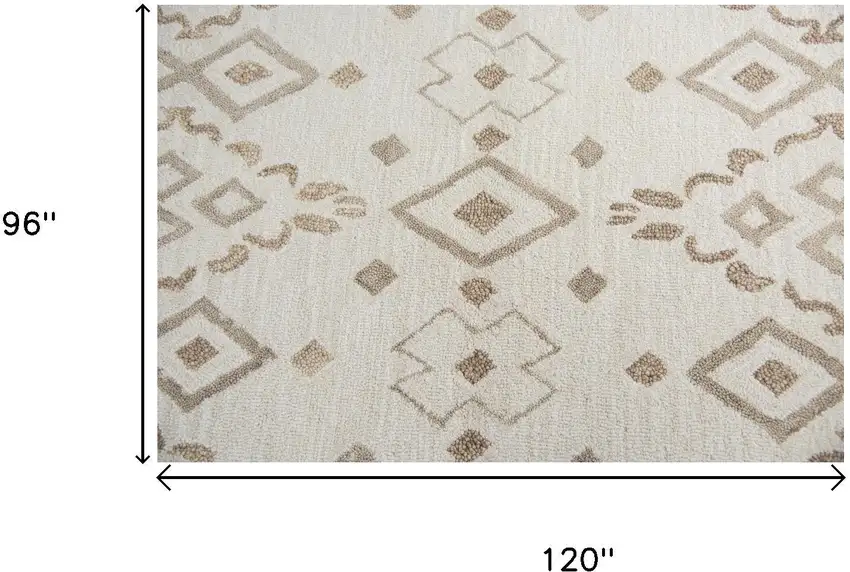 Natural Beige And Taupe Wool Geometric Hand Tufted Area Rug Photo 4