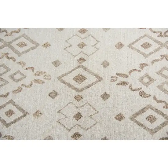 Natural Beige And Taupe Wool Geometric Hand Tufted Area Rug Photo 1