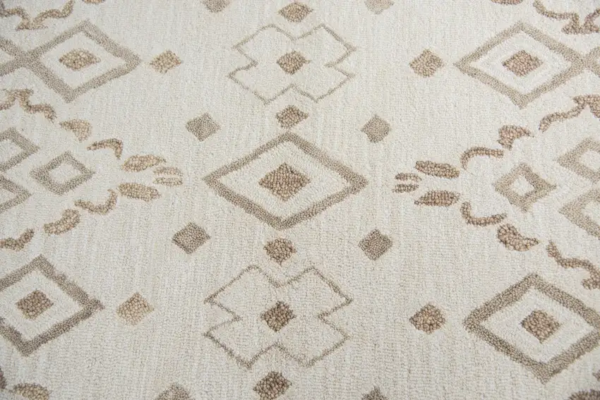 Natural Beige And Taupe Wool Geometric Hand Tufted Area Rug Photo 1