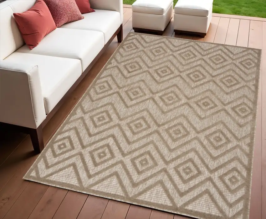 Beige Indoor Outdoor Area Rug Photo 2
