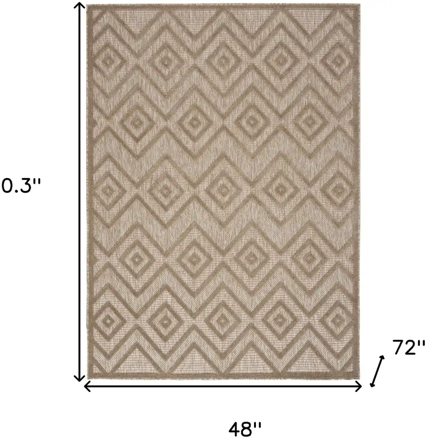 Natural Beige Argyle Indoor Outdoor Area Rug Photo 5