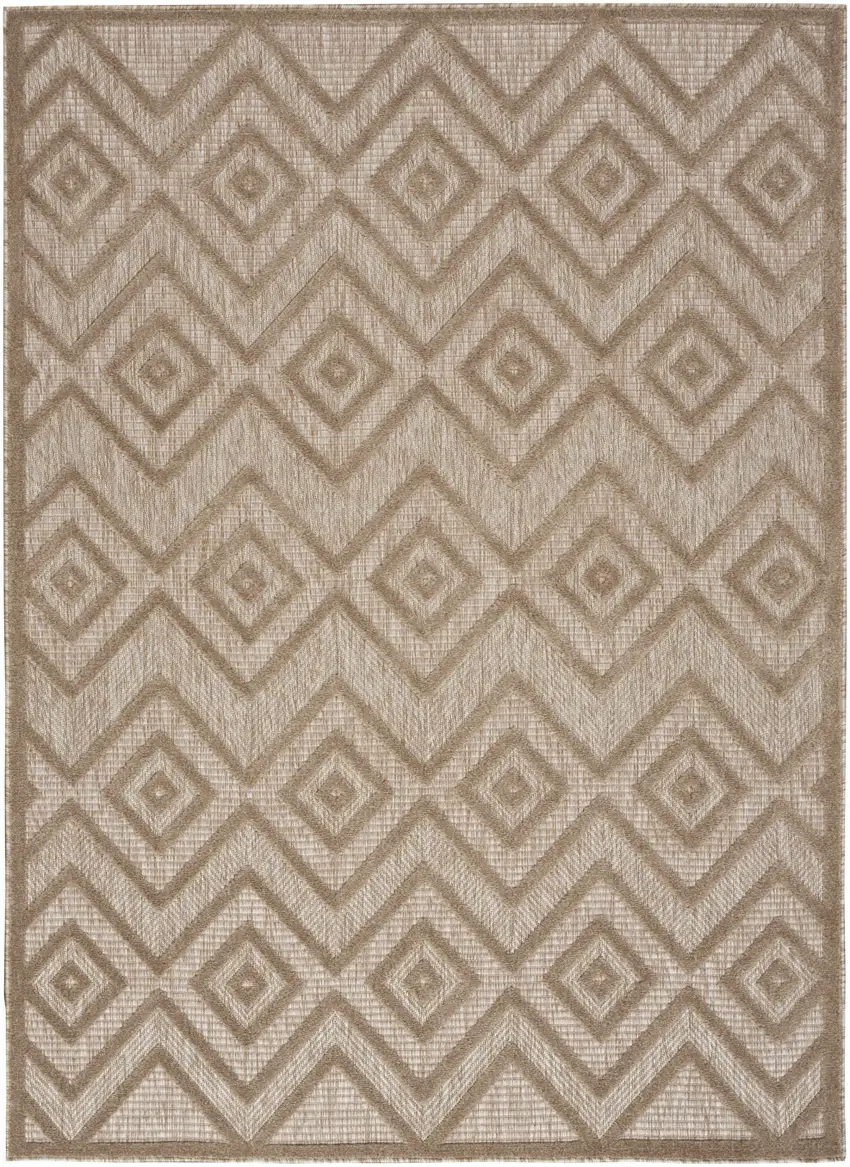 Natural Beige Argyle Indoor Outdoor Area Rug Photo 1
