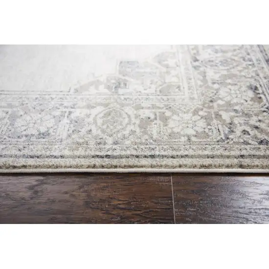 Natural Beige Gray And Dark Gray Medallion Area Rug Photo 1