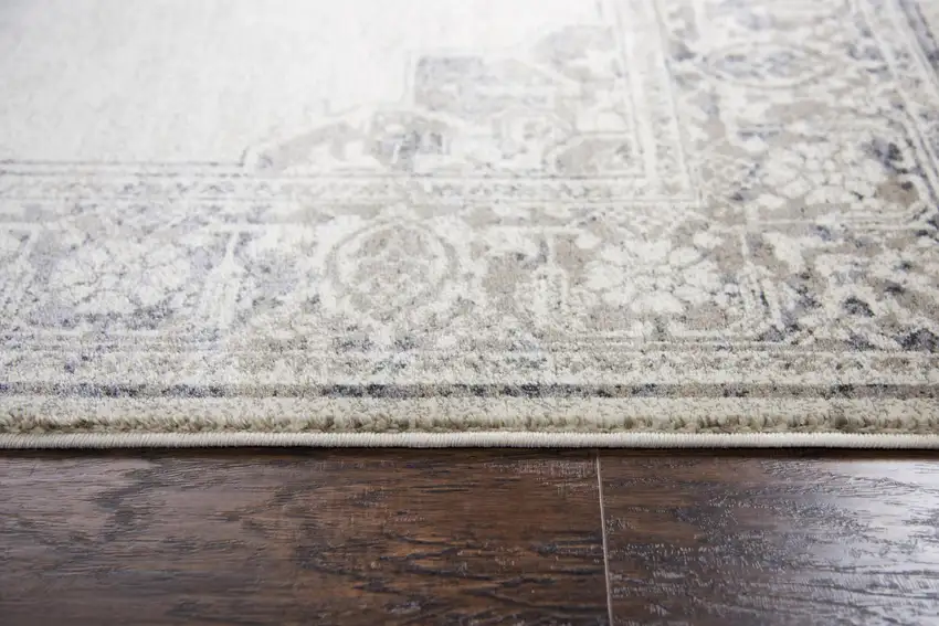 Natural Beige Gray And Dark Gray Medallion Area Rug Photo 1