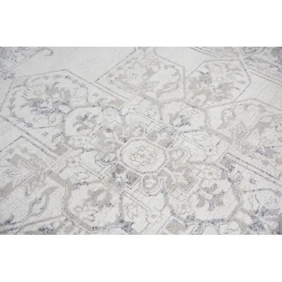 Natural Beige Gray And Dark Gray Medallion Area Rug Photo 5