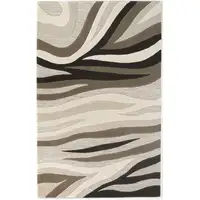 Photo of Natural Beige Hand Tufted Abstract Waves Indoor Area Rug