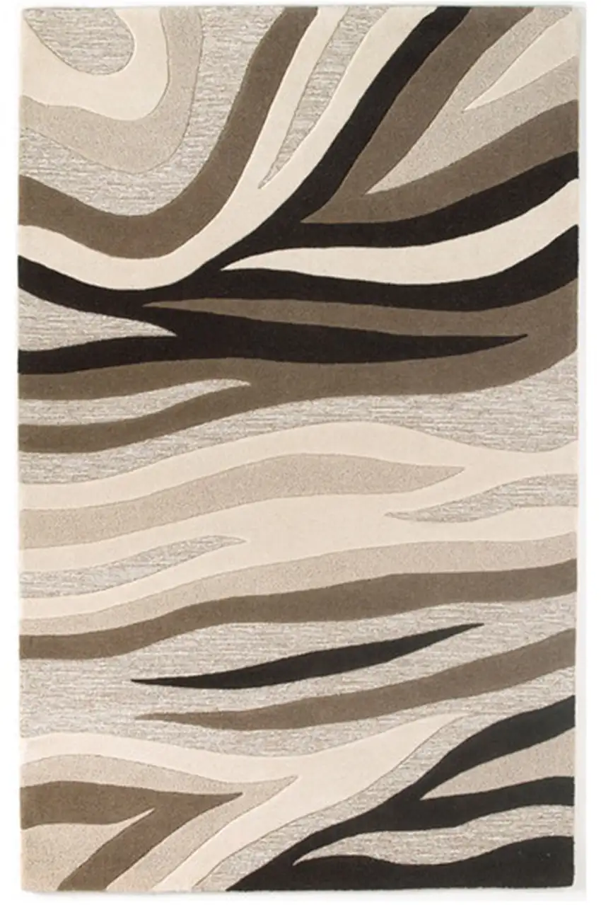 Natural Beige Hand Tufted Abstract Waves Indoor Area Rug Photo 1