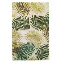 Photo of Natural Beige Hand Tufted Tropical Leaves Indoor Area Rug