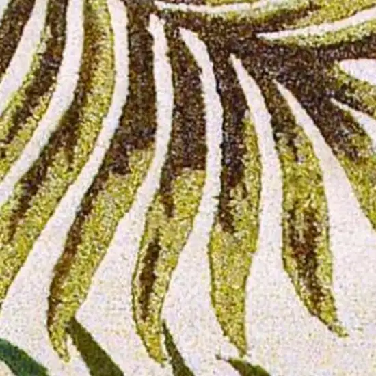 Natural Green And Brown Wool Botanical Leaves Hand Tufted Area Rug Photo 4