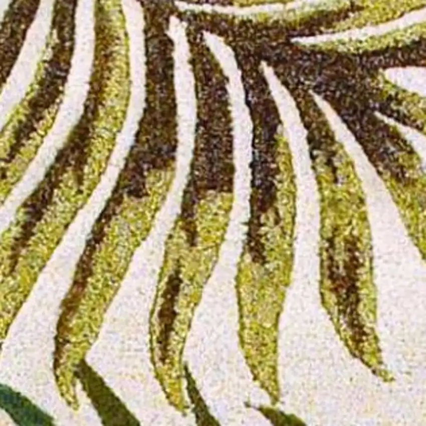 Natural Green And Brown Wool Botanical Leaves Hand Tufted Area Rug Photo 4