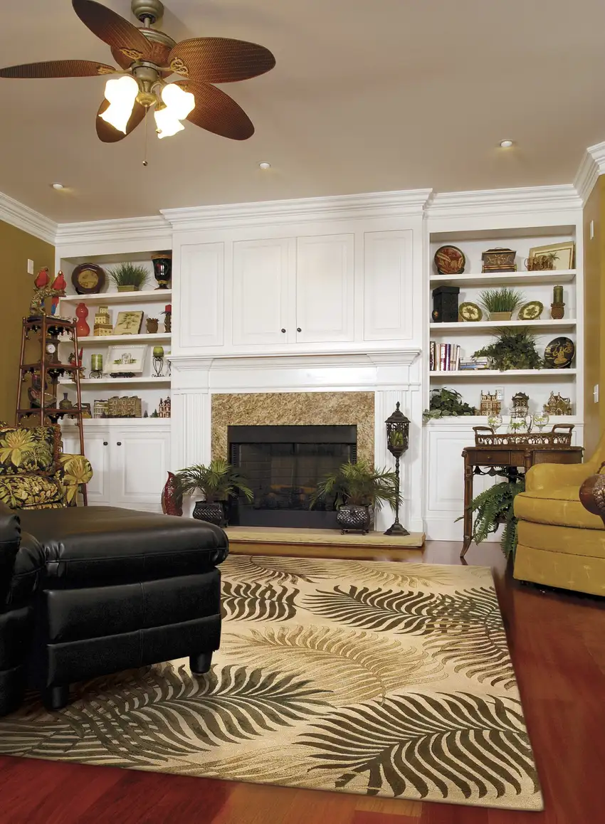 Natural Beige Hand Tufted Tropical Leaves Indoor Area Rug Photo 5