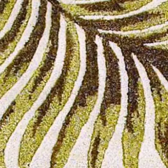 Natural Green And Brown Wool Botanical Leaves Hand Tufted Area Rug Photo 4