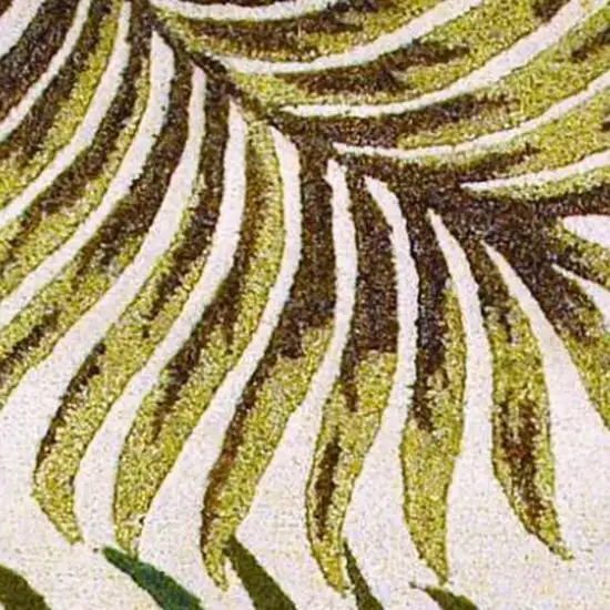 Natural Green And Brown Wool Botanical Leaves Hand Tufted Area Rug Photo 5