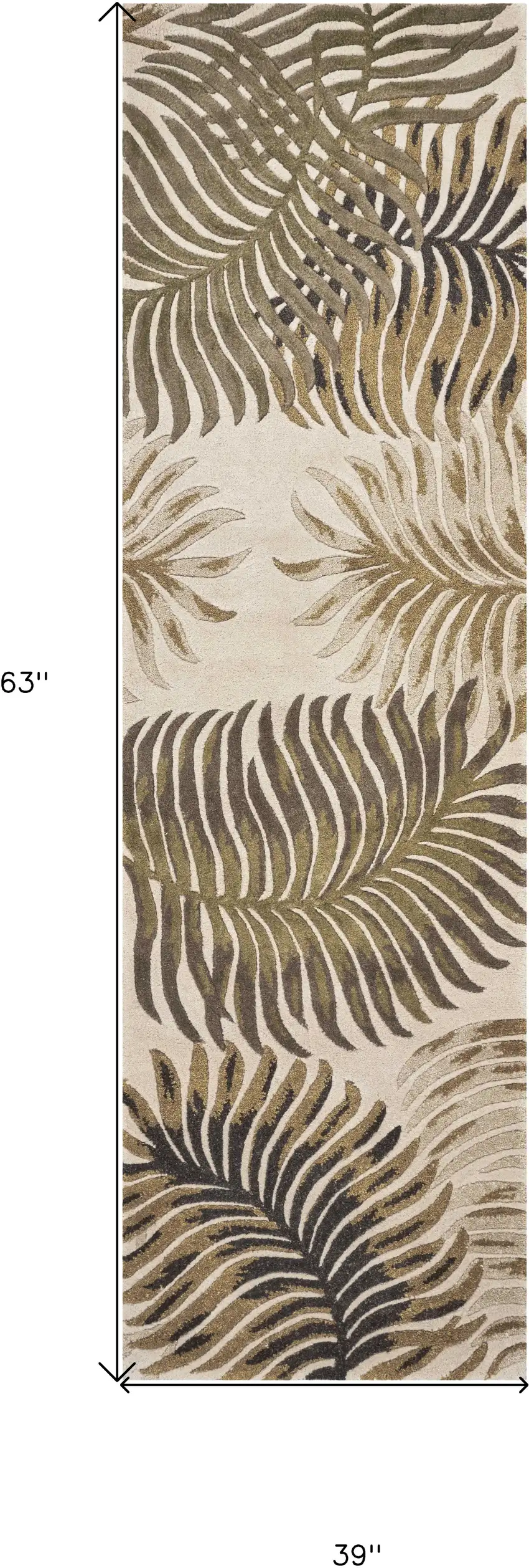 3'X5' Natural Beige Hand Tufted Tropical Leaves Indoor Area Rug Photo 8