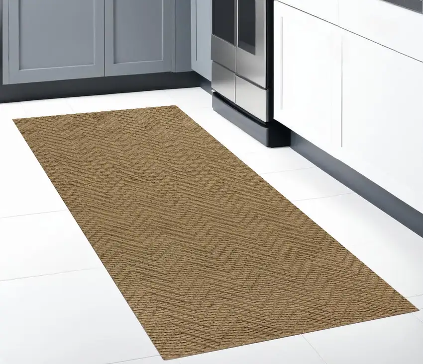 8' Natural Chevron Hand Woven Area Rug Photo 1