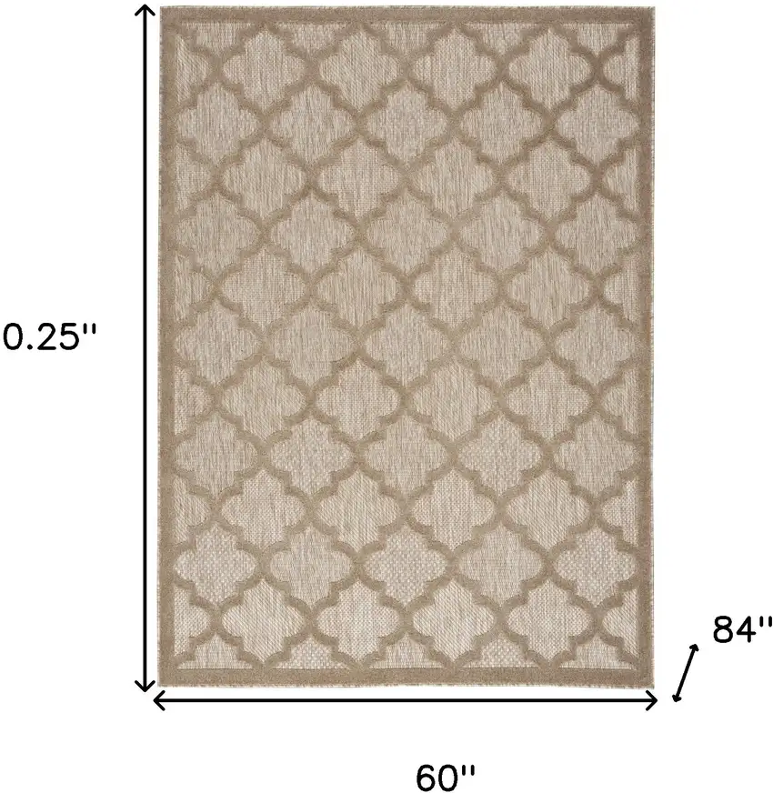 Natural Beige Ikat Indoor Outdoor Area Rug Photo 5