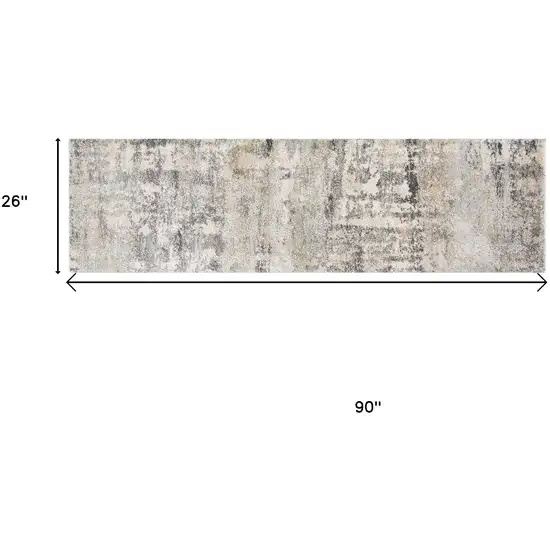 7' Gray And Tan Abstract Runner Rug Photo 3