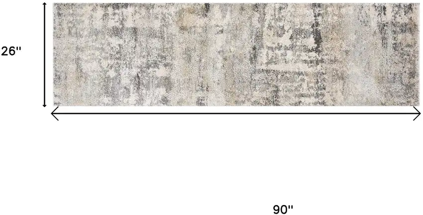 7' Gray And Tan Abstract Runner Rug Photo 3