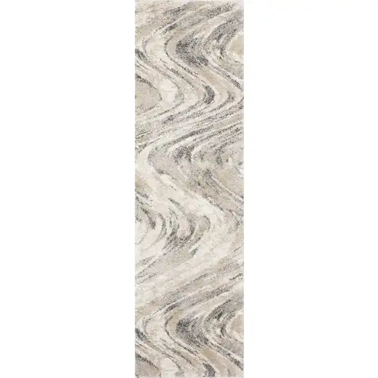 7' Gray And Tan Abstract Runner Rug Photo 4