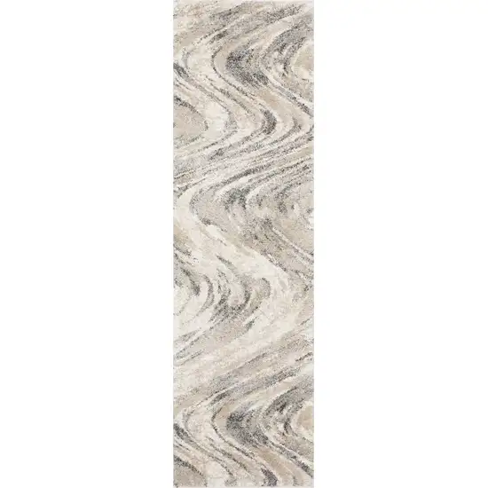 7' Gray And Tan Abstract Runner Rug Photo 5