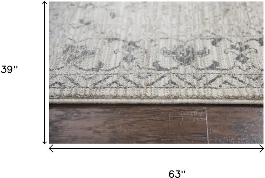 Natural Beige Tan And Gray Oriental Area Rug Photo 6