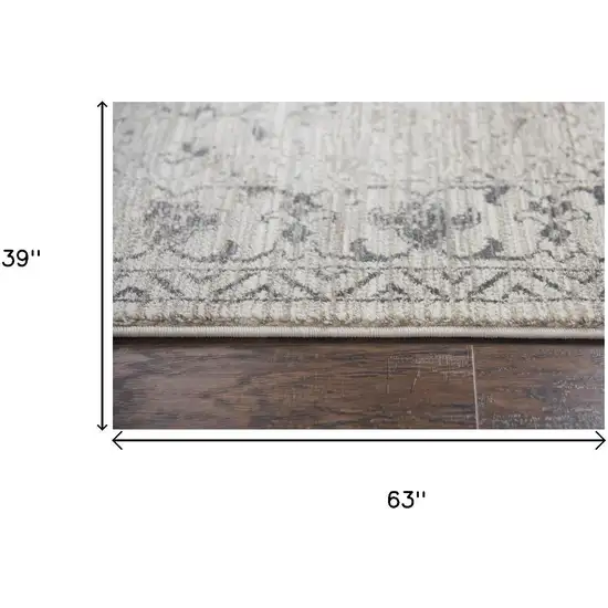 Natural Beige Tan And Gray Oriental Area Rug Photo 6