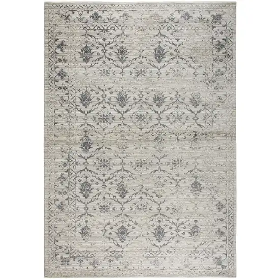 Natural Beige Tan And Gray Oriental Area Rug Photo 2