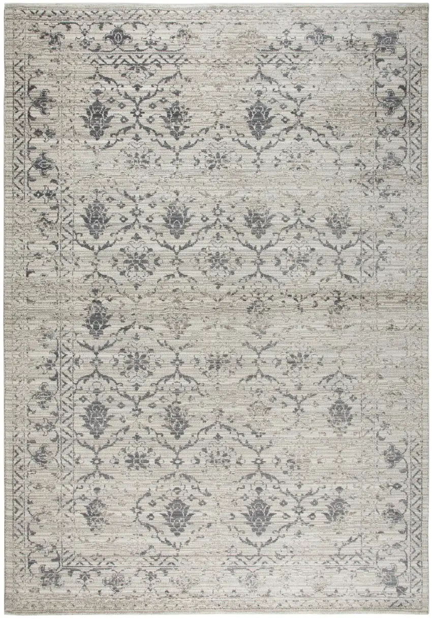 Natural Beige Tan And Gray Oriental Area Rug Photo 2