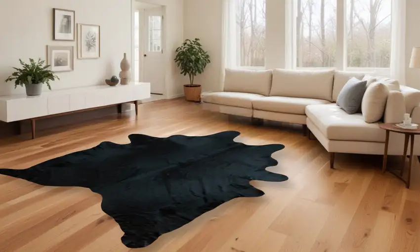 Black Cowhide Handmade Area Rug Photo 1