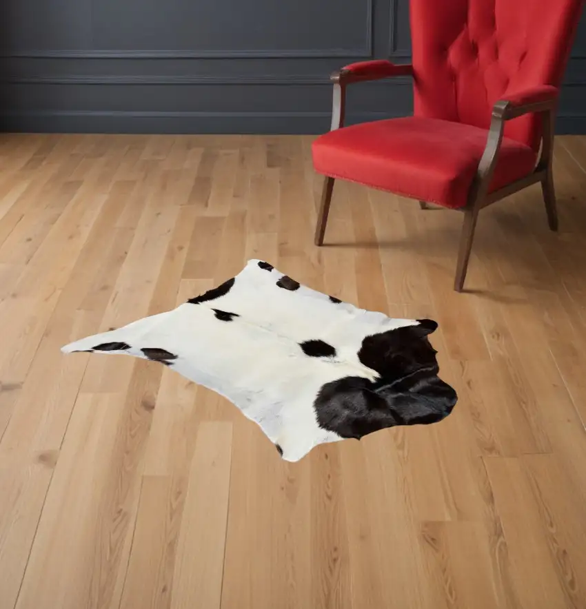 Natural Black And White Calfskin Area Rug Photo 1