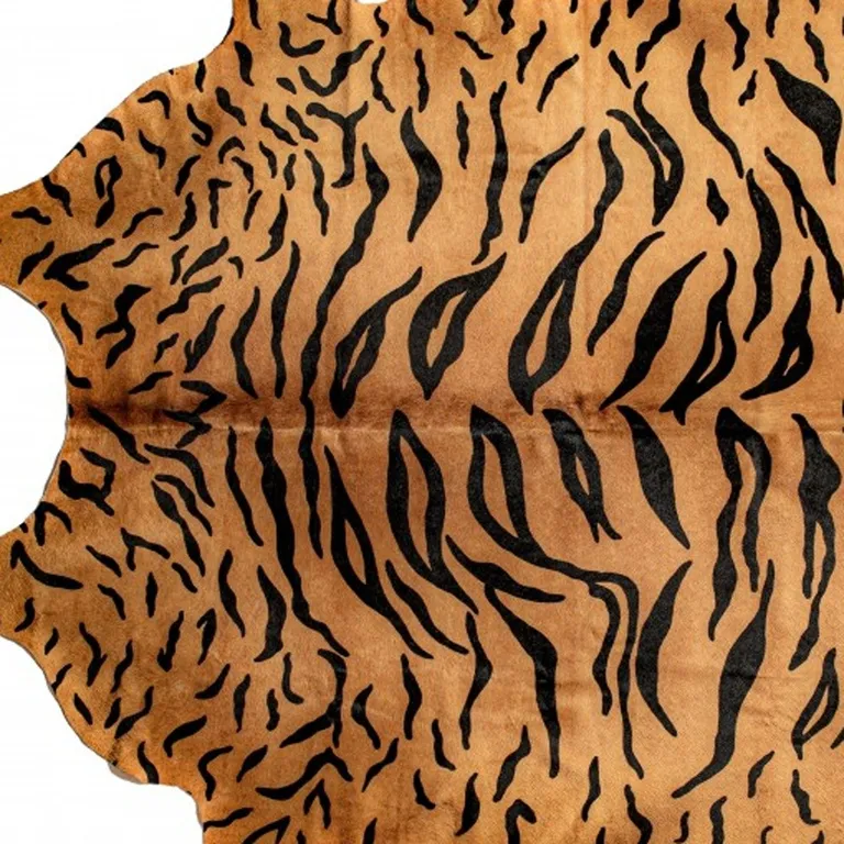 Natural Brown And Black Cowhide Animal Print Handmade Area Rug Photo 3