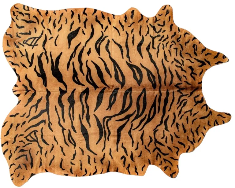 Natural Brown And Black Cowhide Animal Print Handmade Area Rug Photo 2