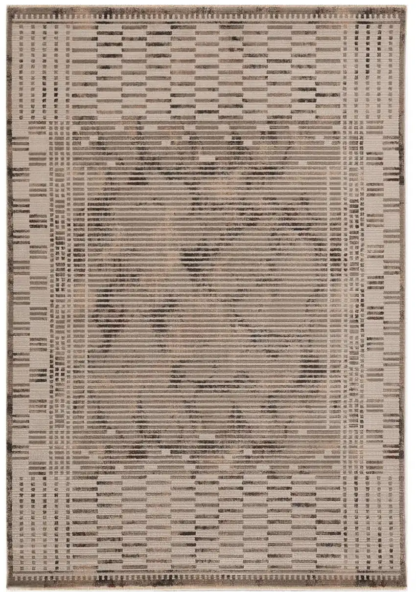 Beige And Brown Abstract Area Rug Photo 1
