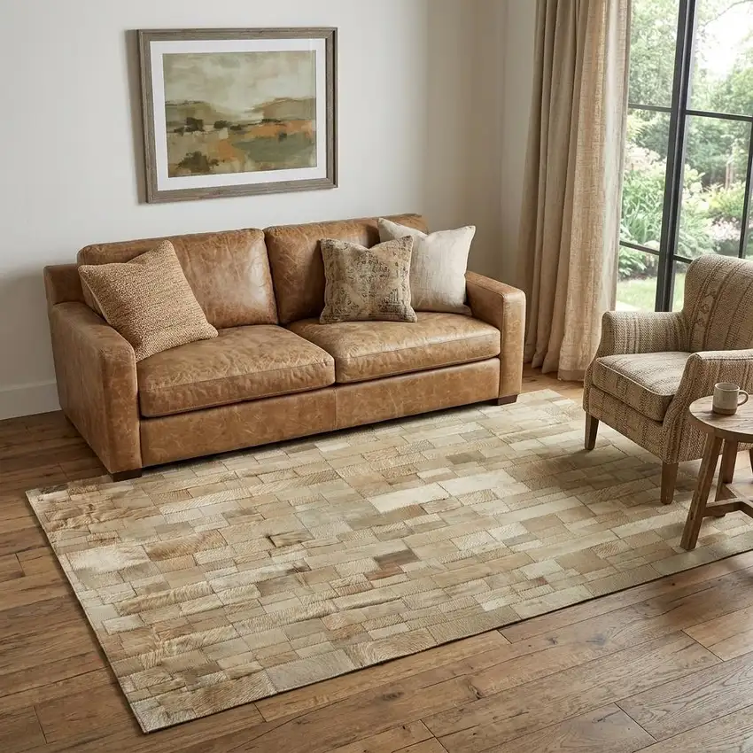 Natural Cowhide Patchwork Area Rug Photo 1