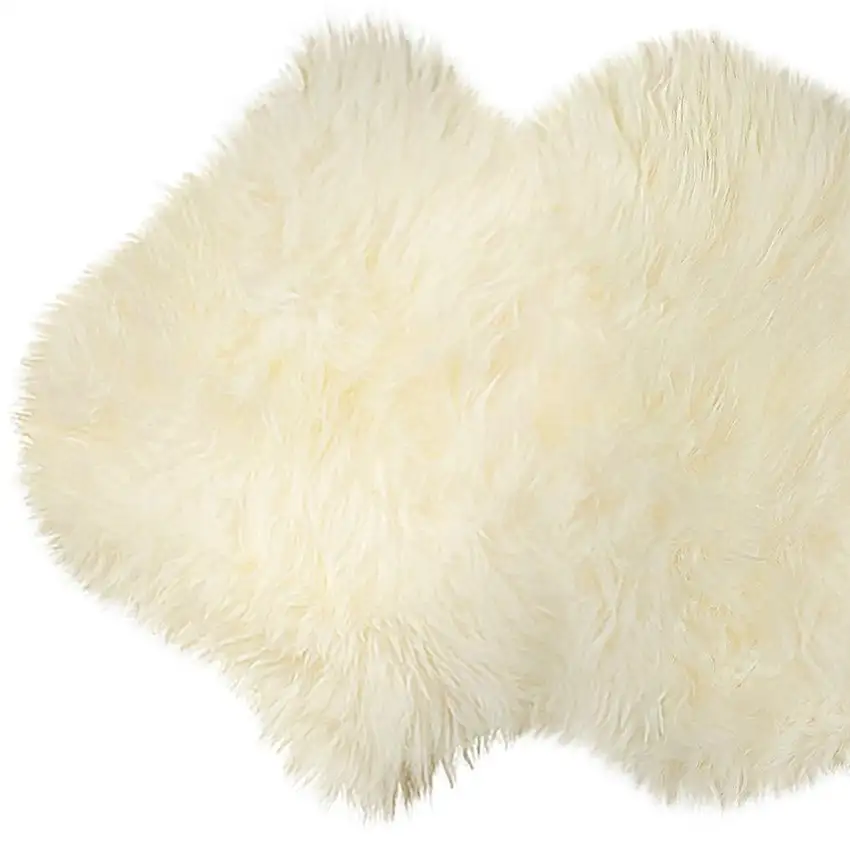 6' Natural Genuine Sheepskin Animal Print Shag Area Rug Photo 4