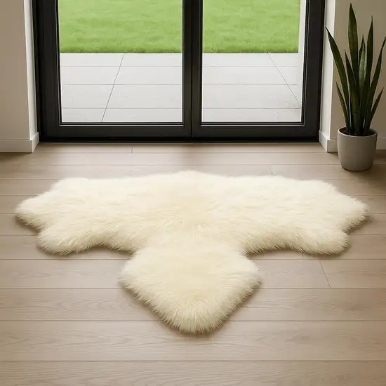 6' Natural Genuine Sheepskin Animal Print Shag Area Rug Photo 2