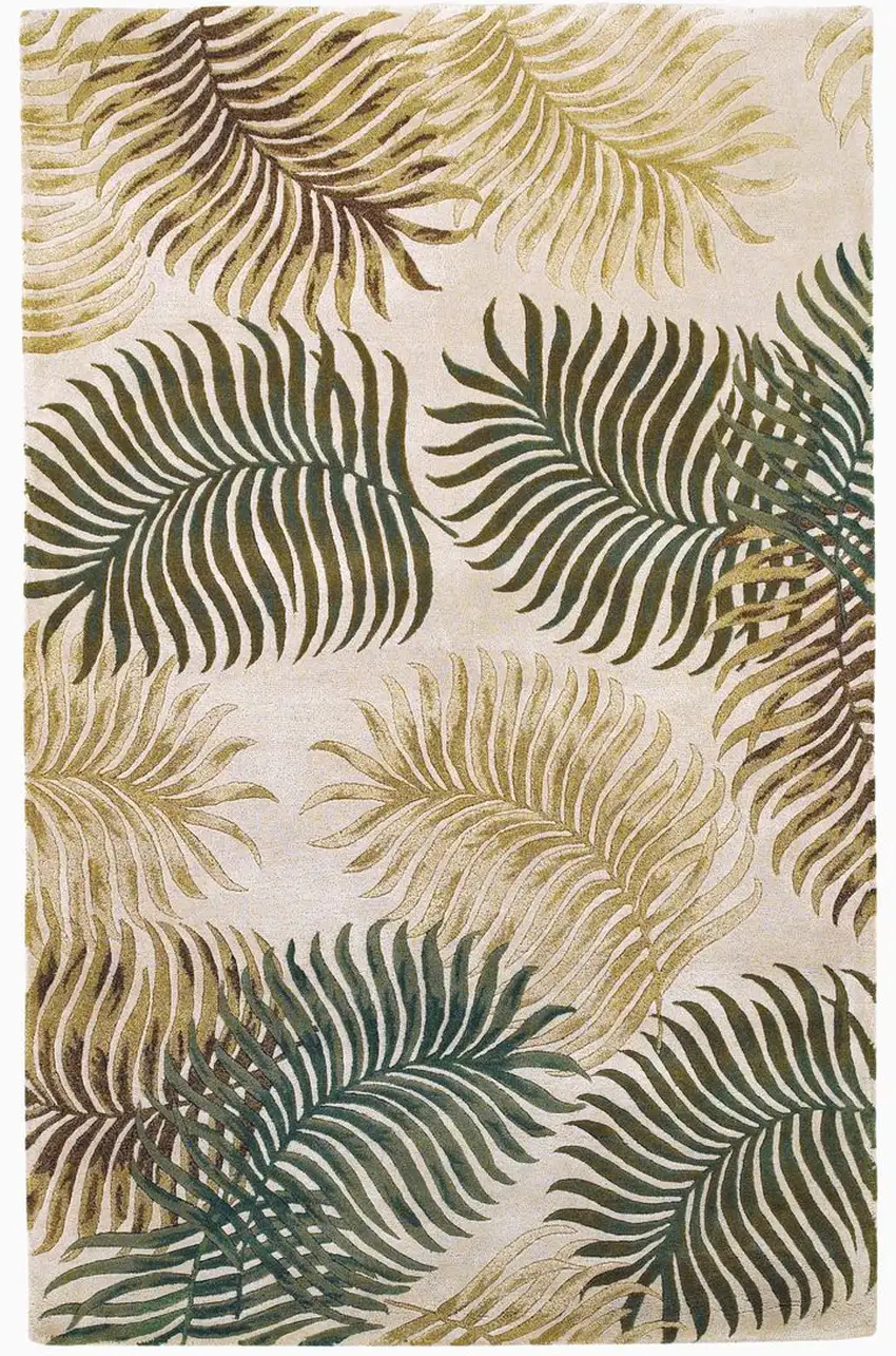 Natural Fern Leaves Wool Area Rug Photo 6
