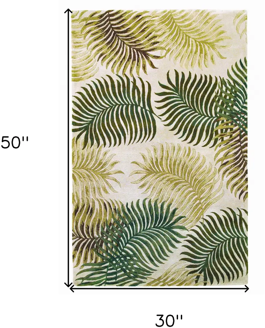 Natural Fern Leaves Wool Area Rug Photo 7