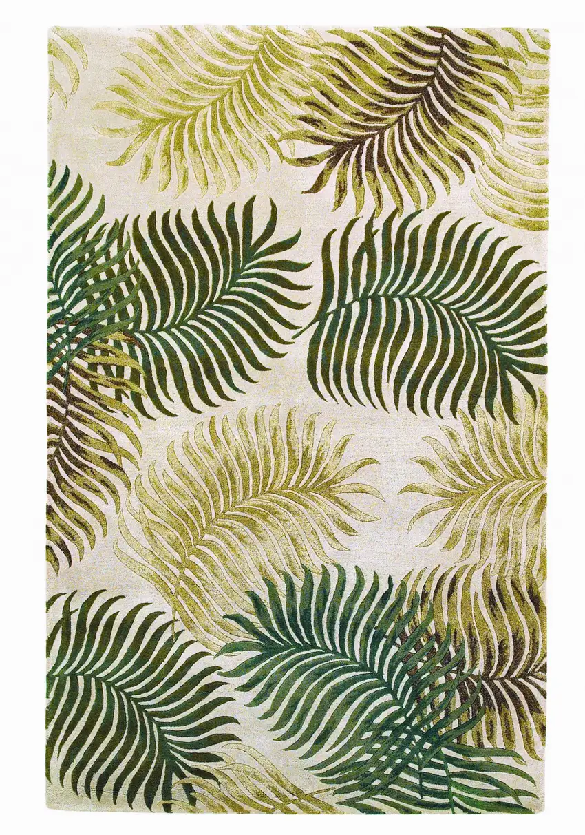 Natural Fern Leaves Wool Area Rug Photo 3